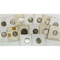 BARBER DIME LOT of 15 COINS