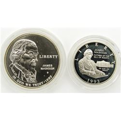 1993 BILL of RIGHTS SILVER PRF 50c & UNC $