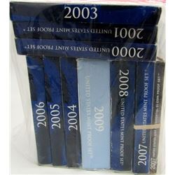 2000 thru 2009 U.S. PROOF SETS