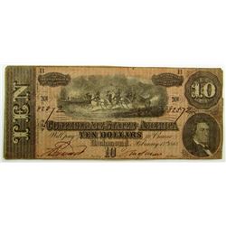 1864 $10 CONFEDERATE STATE of AM.