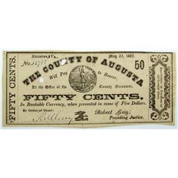 1862 FIFTY CENT COUNTY of AUGUSTA