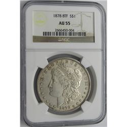 1878 8TF MORGAN SILVER DOLLAR NGC AU 55