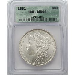 1881-P Morgan Silver Dollar ICG MS 64