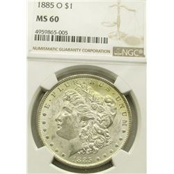1885-O Morgan Silver Dollar $ NGC MS 60 Blast Whit