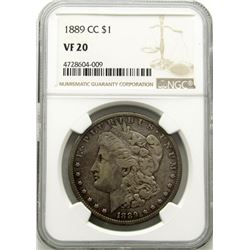 1889-CC MORGAN SILVER DOLLAR NGC VF 20