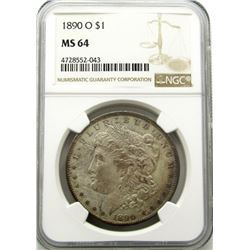 1890-O MORGAN SILVER DOLLAR NGC MS 64