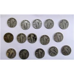 STANDING LIBERTY QTR LOT of 15