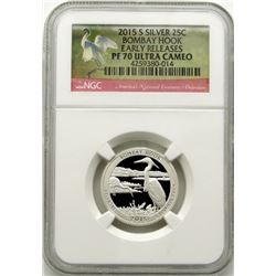 2015 S SILVER QUARTER BOMBAY HOOK