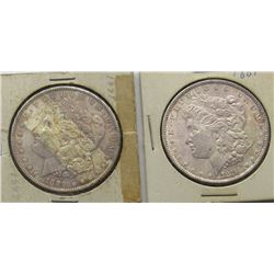 2 - UNC TONED MORGAN DOLLARS: 1881 & 1889
