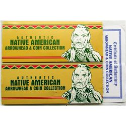 2 - NATIVE AMERICAN ARROWHEAD & COIN