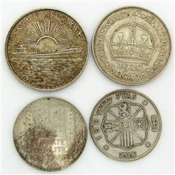 4 - LARGE SILVER FOREIGN COINS