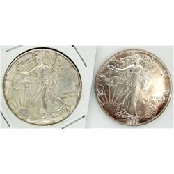 1990 & 2009 AMERICAN SILVER EAGLES