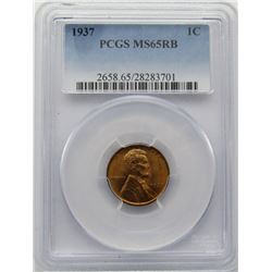 1937 LINCOLN CENT PCGS MS 65 RB