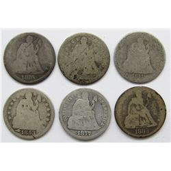 6-SEATED DIMES; 1883, 1876, 1871, 1853 ARROWS,