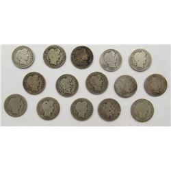 BARBER DIME LOT of 15 COINS