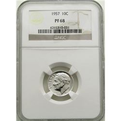 1957 ROOSEVELT DIME PF 68