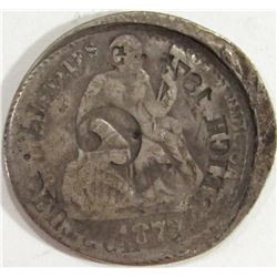 1877 Seated Dime w/ 1875 Sheild Nickel OverStamp