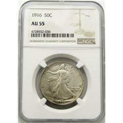 1916 WALKING LIBERTY 50c NGC AU 55