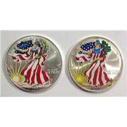 1999 & 2000 COLORIZED AMERICAN SILVER EAGLES