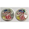 Image 1 : 1999 & 2000 COLORIZED AMERICAN SILVER EAGLES