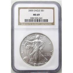 2005 AMERICAN SILVER EAGLE NGC MS69