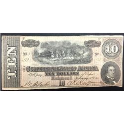 1864 $ 10 CIVIL WAR CONFEDERATE