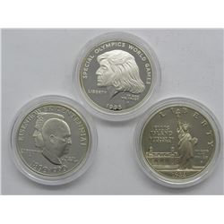 3-SILVER COMMEM DOLLARS; 1990