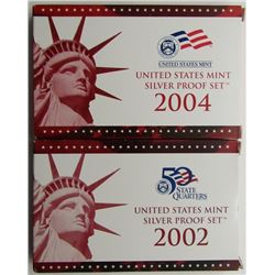 2002 & 2004 U.S. MINT SILVER PROOF SETS