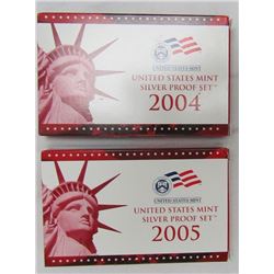 2004 & 2005 UNITED STATES MINT SILVER PROOF SETS