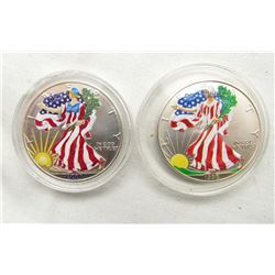 1998 & 2000 COLORIZED AMERICAN SILVER EAGLES