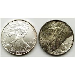 1991 & 2005 .999 SILVER EAGLES U.S. $1 COINS
