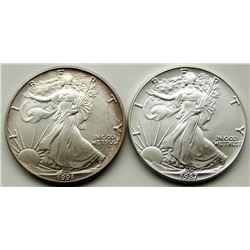 1987 & 1991 AMERICAN SILVER EAGLES