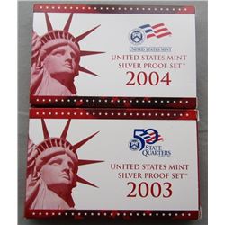 2003 & 2004 UNITED STATES MINT SILVER PROOF SETS