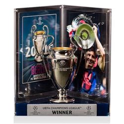 Lionel "Leo" Messi Signed Barcelona 2015 UEFA Replica Trophy Display (Icons COA)