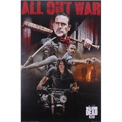 Jeffrey Dean Morgan  Norman Reedus Signed The Walking Dead "All Out War" 24x36 Poster Inscribed "Neg