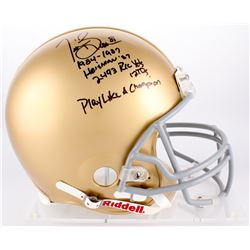 Tim Brown Signed Notre Dame Full-Size Authentic On-Field Helmet with (4) Career Stat Inscriptions  "