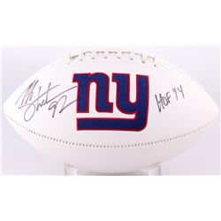 Michael Strahan Signed Giants Logo White Panel Football Inscribed "HOF 14" (JSA COA)