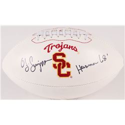 O. J. Simpson Signed USC Trojans Logo Football Inscribed "Heisman 68'" (JSA COA)