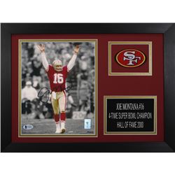 Joe Montana Signed 49ers 14x18.5 Custom Framed Photo Display (Beckett COA  Montana Hologram)