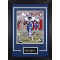 Barry Sanders Signed Lions 14x18.5 Custom Framed Photo Display (PSA COA)