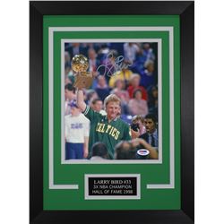 Larry Bird Signed Celtics 14x18.5 Custom Framed Photo Display (PSA COA)