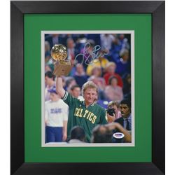 Larry Bird Signed Celtics 13.75x15.5 Custom Framed Photo Display (PSA COA)
