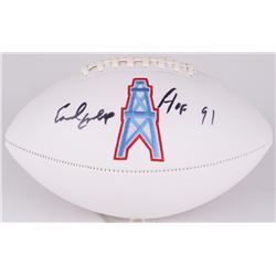 Earl Campbell Signed Oilers Logo Football Inscribed "HOF 91" (JSA COA)