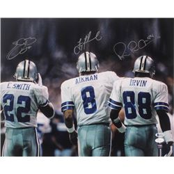 Emmitt Smith, Michael Irvin,  Troy Aikman Signed Cowboys 16x20 Photo (JSA COA  Beckett COA)