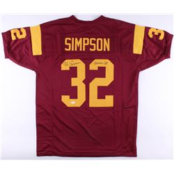 O.J. Simpson Signed USC Trojans Jersey Inscribed "Heisman 68'" (JSA COA)