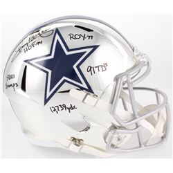 Tony Dorsett Signed Cowboys Full-Size Chrome Speed Helmet with Multiple Inscriptions (JSA COA)