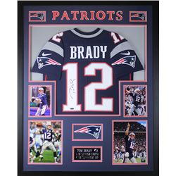Tom Brady Signed Patriots 35x43 Custom Framed Jersey (TriStar)