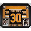 Image 1 : Gerry Cheevers Signed Boston Bruins 35x43 Custom Framed Jersey Inscribed "HOF 85" (JSA COA)