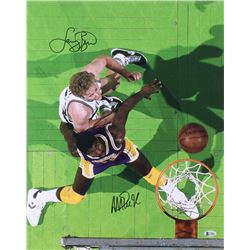 Magic Johnson  Larry Bird Signed 16x20 Photo (Beckett COA)