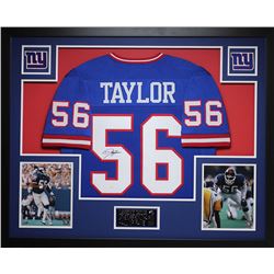Lawrence Taylor Signed Giants 35x43 Custom Framed Jersey (JSA COA)